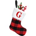thumbnail image 1 of Medias navideñas de 7 pulgadas Medias navideñas clásicas con cuadros escoceses rojos Medias navideñas con letras Medias colgantes con puños de felpa de piel sintética, 1 of 4