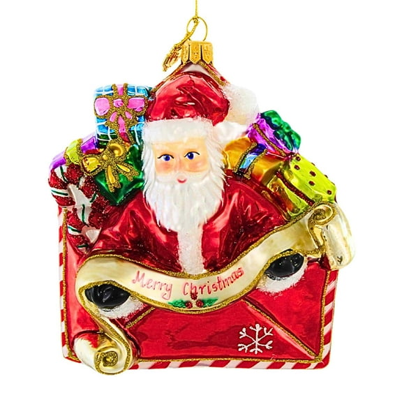 Huras Family 4.50In Season's Greetings From Santa, Glass, Hand-Painted Keepsake Hf577