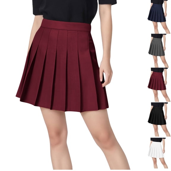 fheaev Pleated Skirts for Women Casual High Waist Basic A-Line Cheerleader Party Club Wear