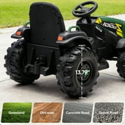 Hikiddo 24 Volt Ride on Toys, Kids Electric Ride On Tractor with Trailer - Green