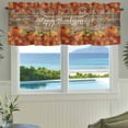 thumbnail image 3 of Fall Maple Leaves Farmhouse Short Window Curtain Valances, Thanksgiving Pumpkin Rustic Corn Brown Plank Rod Pocket Kitchen Valances for Living Room Bedroom Bathroom Cafe 42" x 18", 3 of 8