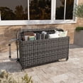 thumbnail image 2 of Sunmthink Outdoor Poolside Storage Cart with Wheels, 2-Tier Wicker Towel & Toy Organizer for Pool, Gray, 2 of 7