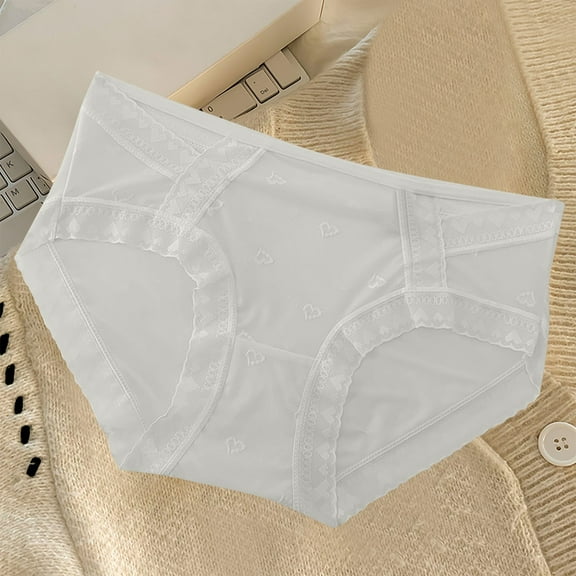 Boxers Briefs for Women Women's Lace Underwear Mid-Waisted Ice Silk Full Cover Underwear Soft Satin High Waisted Panties Lightweight Breathable Underpant Briefs Women's Underwear Blue M