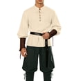 thumbnail image 3 of VBTAPA 3 Pcs Men's Renaissance Costume Halloween Medieval Pirate Shirt Pant Belt Outfit Set Viking Costume Sets Green L, 3 of 9