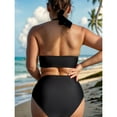 thumbnail image 4 of UTSJKR Women Two Piece Swimming Suits Mesh High Waisted Bikini Set Sexy V Neck Tummy Control Swimsuit Bathing Suit Black S, 4 of 9
