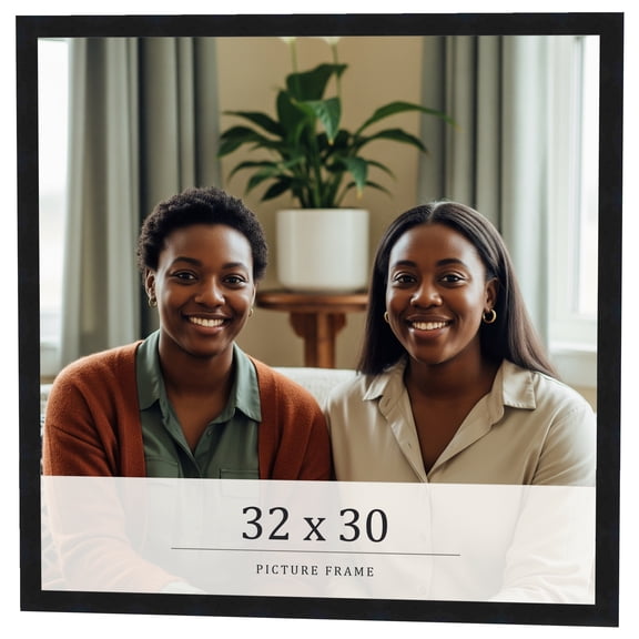 32x30 Frame Black Real Wood Picture Frame Width 0.75 inches | Interior Frame Depth 0.5 inches |