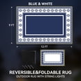thumbnail image 2 of SIXHOME 9'x12' Feet Waterproof Outdoor Rug with LED Strip Lights - Reversible Blue & White Plastic Patio Mat, Non-Slip Durable Moroccan Geometric Design for Camping, RV, Balcony, Porch, Picnic, 2 of 6