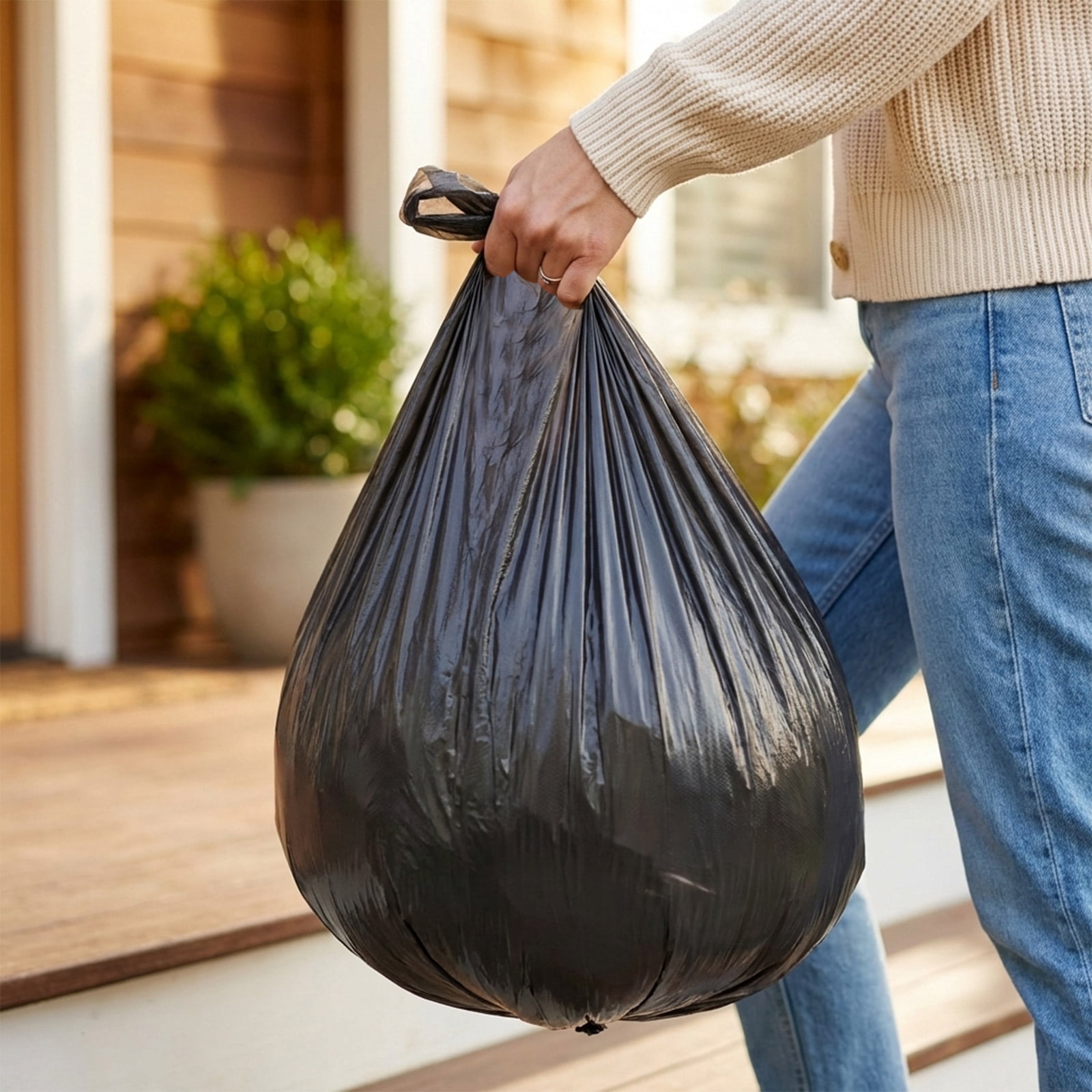 Large Black Trash Bags (Purple), Extra Strong & Tear Resistant Heavy-Duty Garbage Bags for Outdoor Use, Ideal for Lawn & Yard