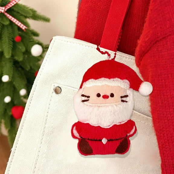 Horivan 1 Packs Christmas Plush Keychain Ornament Soft Stuffed Toy Bag Charm for Holiday Decorations Stocking Stuffers Gifts