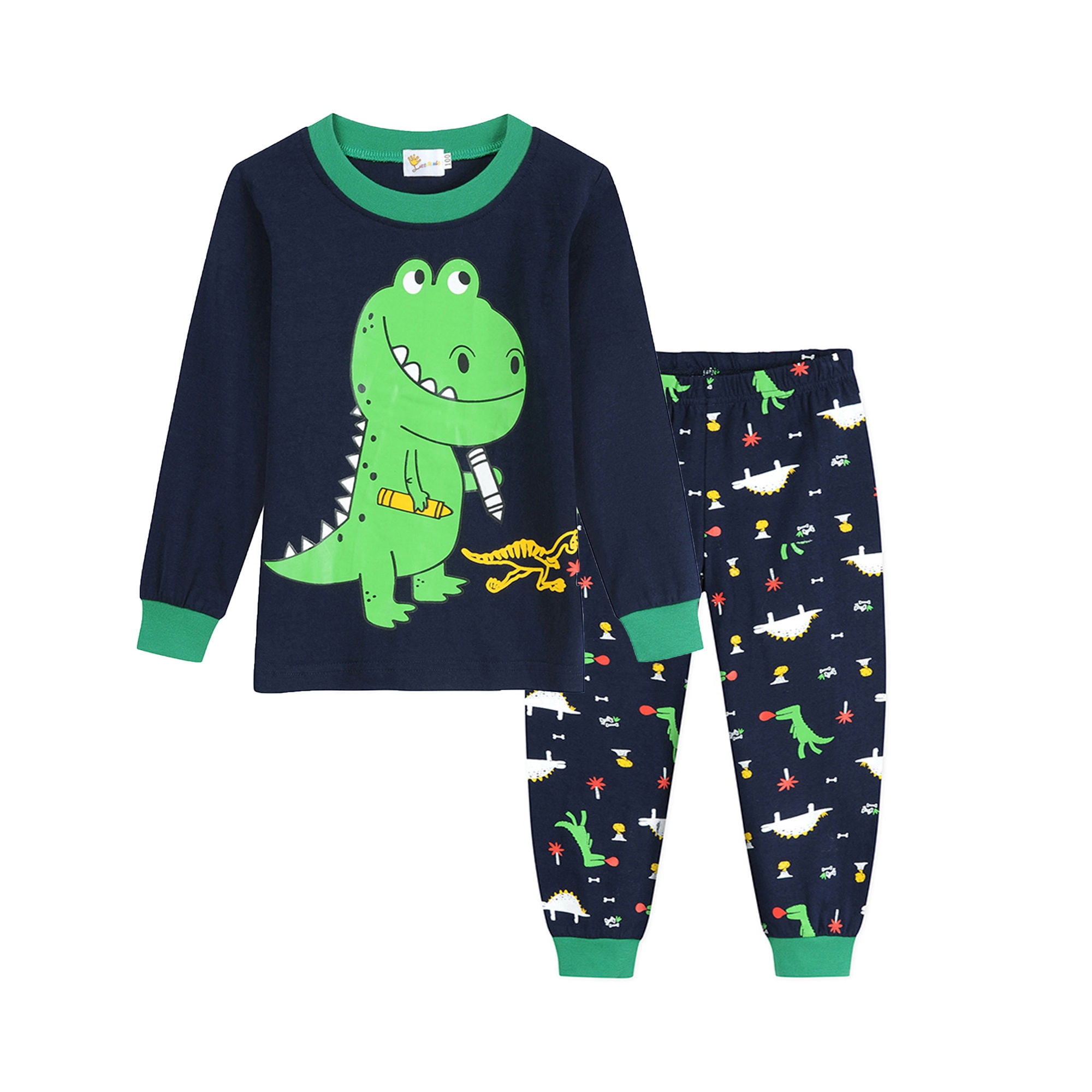 Boys Warm Pyjamas Sets Dinosaur Pyjamas Boys Pjs Long Sleeve Cotton Sleepwear Children Boys Clothes For Age 1-7 Years Kids Diggers Pyjamas For Boys Christmas Xmas Pj Children Pyjamas