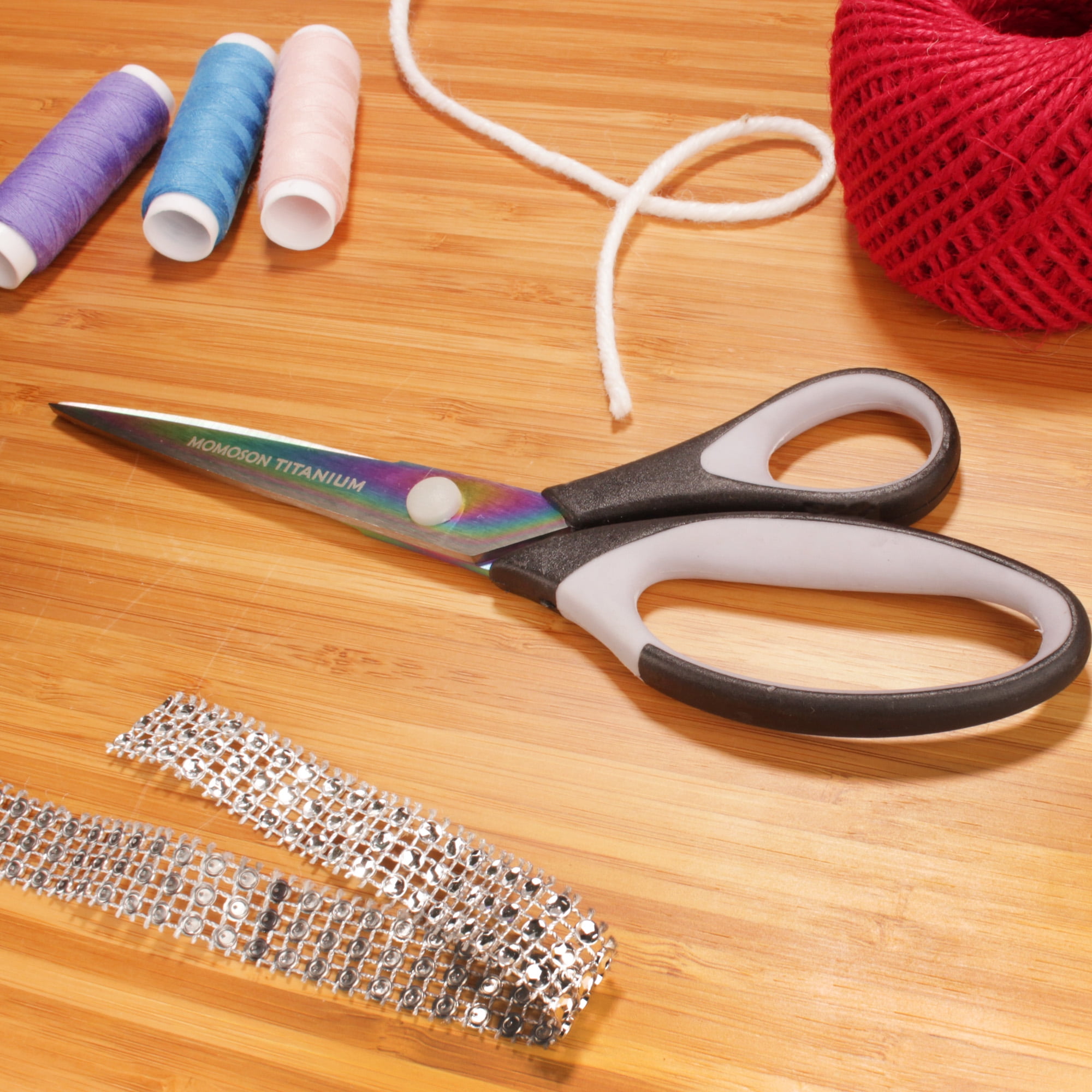 JubileeYarn Titanium Softgrip Scissors Set for Sewing, Arts, Crafts, Office - 3 Sets of 3 - Black