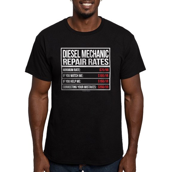 CafePress - Diesel Mechanic Repair Rates T Shirt - Men's Fitted T-Shirt