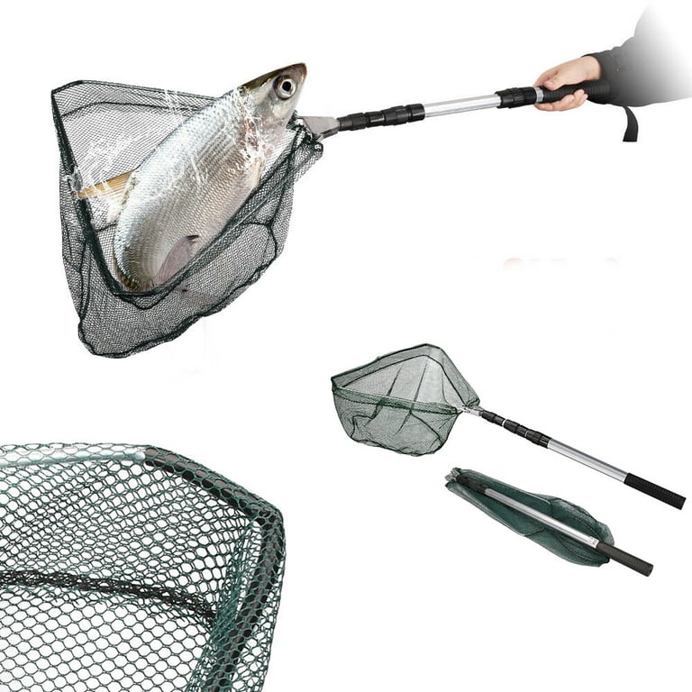 Fishing Net Fish Landing Net with Collapsible Telescopic Pole Handle,  Suitable for Kayak and Fly Safe Catching or Releasing 