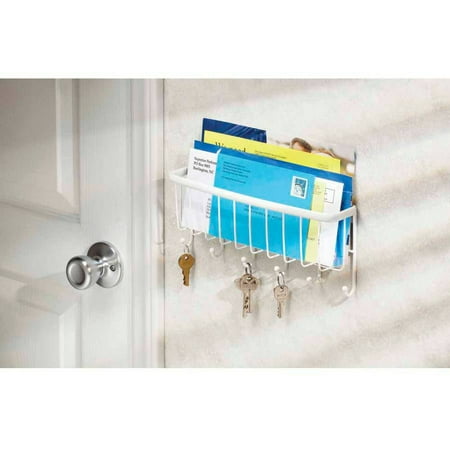 Entry Organizer - InterDesign Axis Mail, Letter Holder, Key Rack Organizer for Entryway, Kitchen, Wall Mount, White