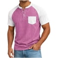 thumbnail image 3 of cllios Mens Raglan Short Sleeve Henley Shirts Loose Fit Contrast Color T-Shirts with Chest Pocket Lightweight Casual Summer Tops, 3 of 6