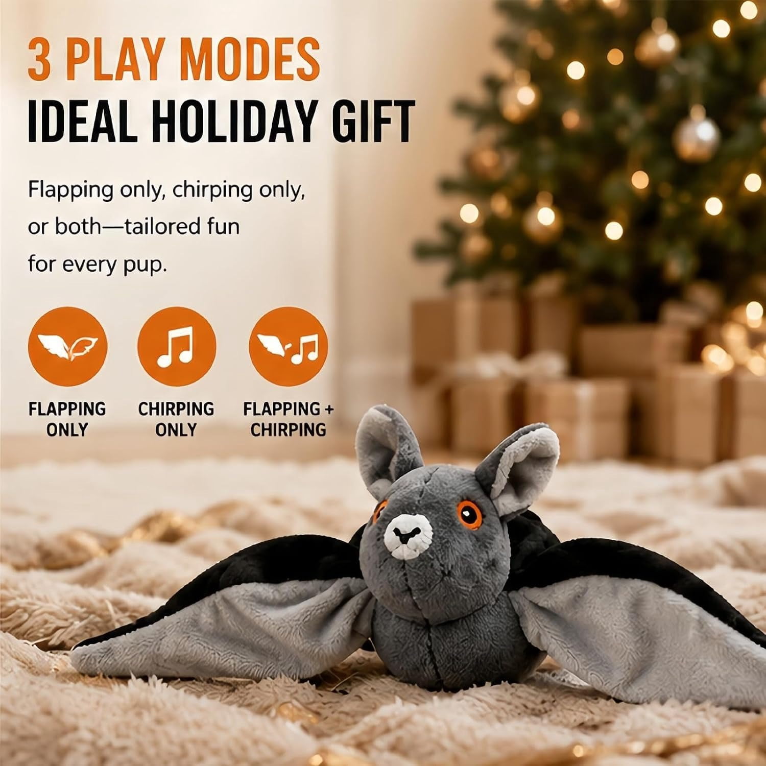 Flying Bat Dog Toy, 2026 New Flying Bat Toy for Dogs, Motion Activated Rechargeable Plush Toy with Moving for Bored Dogs, Puppies