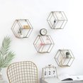 thumbnail image 3 of Corner Plastic/Metal Freestanding Stackable Organizer Shelf for Bathroom,Metal Hexagonal Wall Hanging Shelf Storage Rack Living Room Bedroom Decoration Copper, 3 of 8