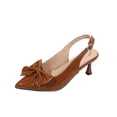 thumbnail image 2 of Miluxas Bow Slingback Kitten Heels for Women - Patent Leather Pointed Toe Pumps, Perfect for office, Bridal Events, Date Night and Special Occasions Brown 6.5(38), 2 of 5