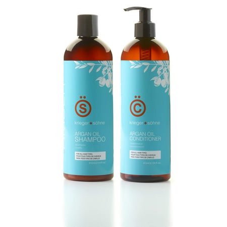 Krieger   Sohne Argan Oil Shampoo Conditioner Set, Sulfate Free Moisturizer for All Hair Types, 16 oz