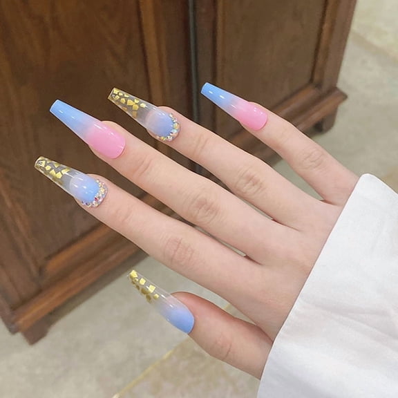 Gold Foil Diamond-embedded Nail Stickers Nail Finished Product