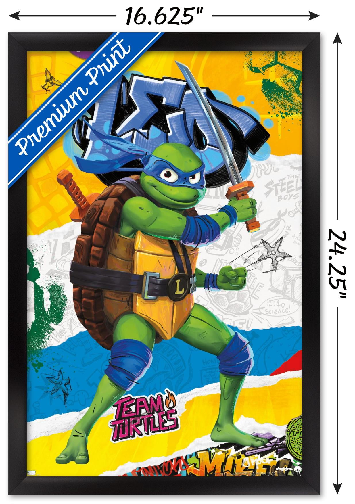 Teenage Mutant Ninja Turtles: Mutant Mayhem - Leonardo Wall Poster, 14.725  x 22.375 Framed 