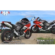 HHH Fully Assembled and Tested Upgraded Titan 250 EFI Motorcycle Scooter for Adults 250cc Bike Manual 6 Speed 17 inch Wheels ( Blue )