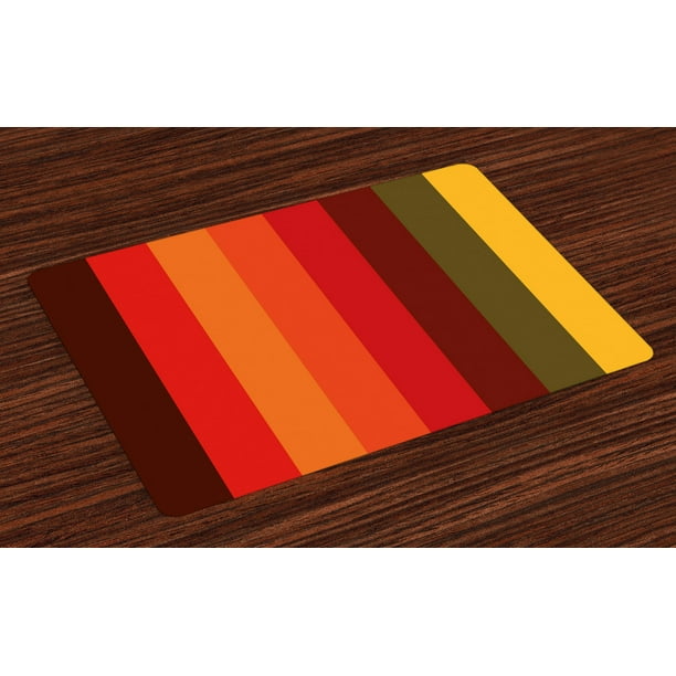 Abstract Placemats Set of 4 Vertical Striped Color Bands Vibrant Tones