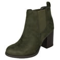 thumbnail image 2 of Soda Women Ankle Boots Slip-On Booties Elastic Shaft Pointed Toe Block High Heel PHYSIC-S Forest Green Khaki 6, 2 of 3