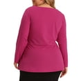 thumbnail image 3 of Agnes Orinda Women's Plus Size Tops Belted Knot Tie V Neck Long Sleeve Casual Knit Blouse 3X Hot Pink, 3 of 6