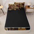 thumbnail image 4 of Homewish Patchwork Cabin Patchwork Zipper Queen Comforter Set with Fitted Sheet and 2 Pillowcases,Rustic Wild Deer Print Zipper Bedding Set For Boys,Black Reversible,4pcs, 4 of 7