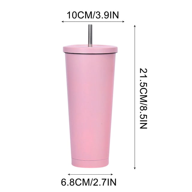 Bwiyojiz Maison, Jardin et Outils Repas Réception Cuisine Tasse à Paille en Acier Inoxydable à la Mode Café 750ml Grande Capacité Vide Portable Isolation Cadeau, Cadeaux pour Elle, Noir