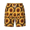 thumbnail image 4 of Lsque Mens Swim Trunks Chocolate Plaid Sunflower Pattern - Bathing Suit Compression Liner - Beach Swim Shorts Swimwear - (S-3XL) - Stretch Quick Dry -XX-Large, 4 of 9