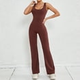 thumbnail image 3 of Women's One-Piece sleeveless jumpsuits sexy hip lift fitness yoga dress U-neck hollow back unitard bodycon solid color soft fabric yoga workout bodysuit Summer 2024, 3 of 7