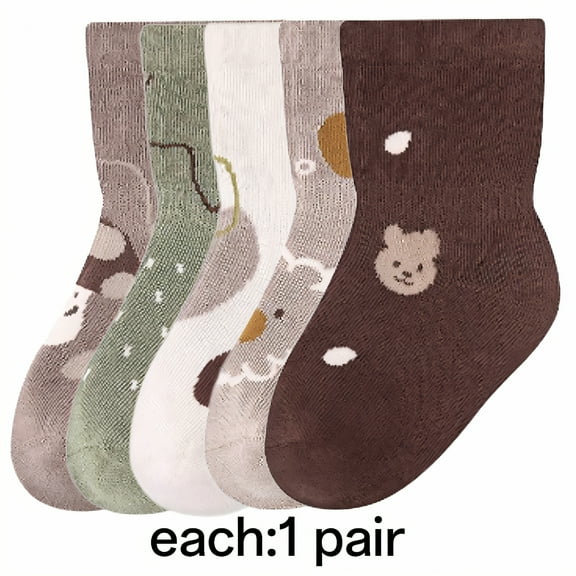 TELOLY 5Pairs Toddler Socks,Cotton Socks for 5-8 Years Old Toddler Girl Socks,Wear-Resistant and Skin-Friendly Kids Socks,Style1,L