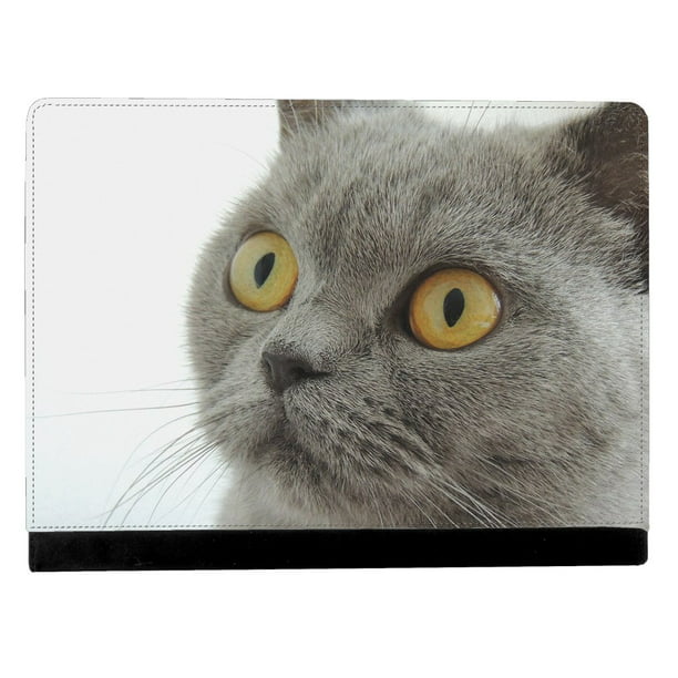 British Short Hair Grey Tabby Bombay Cat Apple iPad Pro  Inch Leather Flip  Tablet Case 