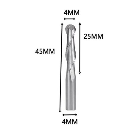 

4Mm Shank Solid Carbide Spiral 2 Flutes Ball Nose End Mill Cutter Engraving Bit