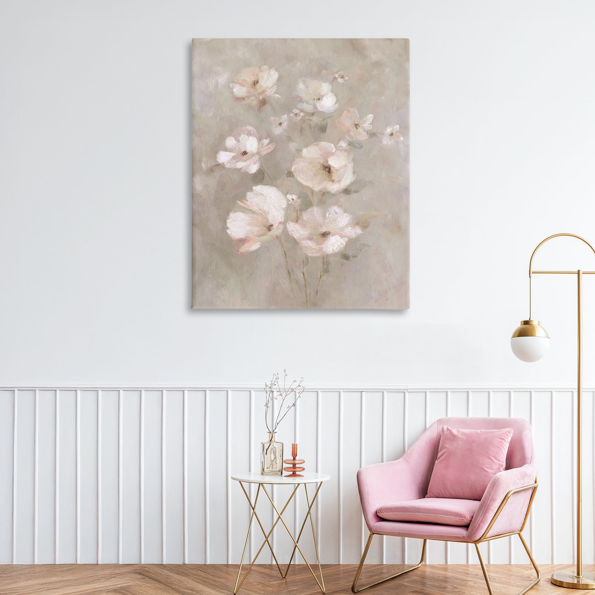 Stupell Industries Blush Florals over Beige Canvas Wall Art, design by Carol Robinson