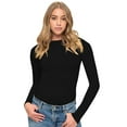 thumbnail image 3 of M&M SCRUBS Women's Long Sleeve Crop Tops Buttery Soft Y2K Baby Tee Super Stretch Casual, Workout Shorts T-Shirts (Black, X-Large), 3 of 6