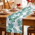 thumbnail image 5 of Green Monstera Leaves Table Runner 70 Inches, Tropical Blue Palm Leaf Botanical Summer Bed Runner Dresser Scarves Tabletop for Indoor Outdoor Parties/Ceremony/Banquet, 13" x 70", 5 of 9