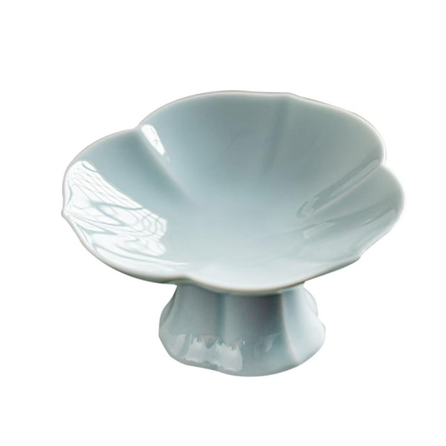 Soporte de cerámica para frutero con base, pedestal para postres, para uso familiar. azul cian