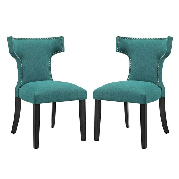 Modern Contemporary Urban Design Kitchen Room Dining Side Chair ( Set of Two), Blue, Fabric