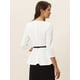 thumbnail image 3 of Blusa Peplum de trabajo elegante Allegra K con cinturón de manga 3/4 y cuello redondo Blanco M, 3 of 6