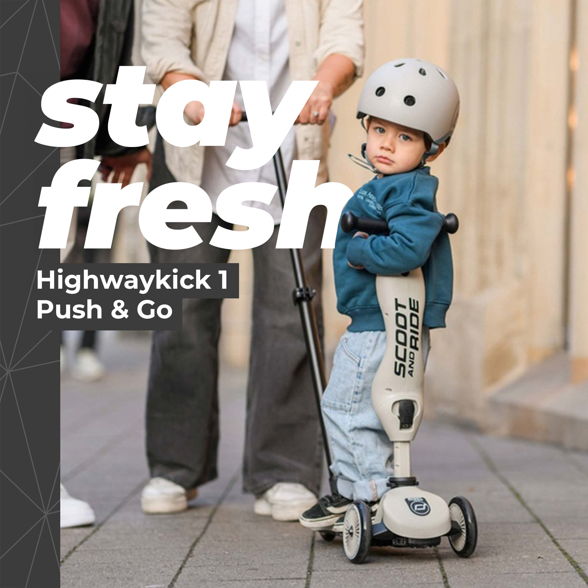 Scoot & Ride, Kids Scooter 2-in-1 Highwaykick 1 Push & Go, Ash