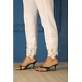 thumbnail image 2 of Casual or Work Elastic Waist White Cotton Trousers With Lace for Petite Women (White - 922ID4, M (Petite) Short), 2 of 6