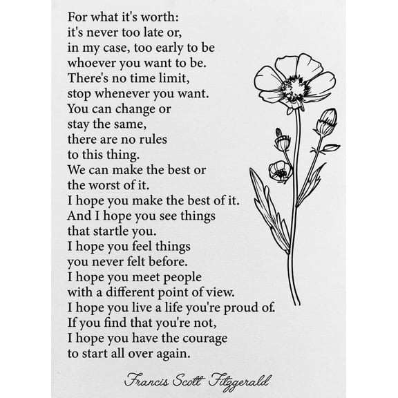 Inspirational Canvas Wall Art Motivational for What It's Worth Poster Print Wall Decor Literary Art Painting for Living Room Home Girly Office Dorm Decoration poster