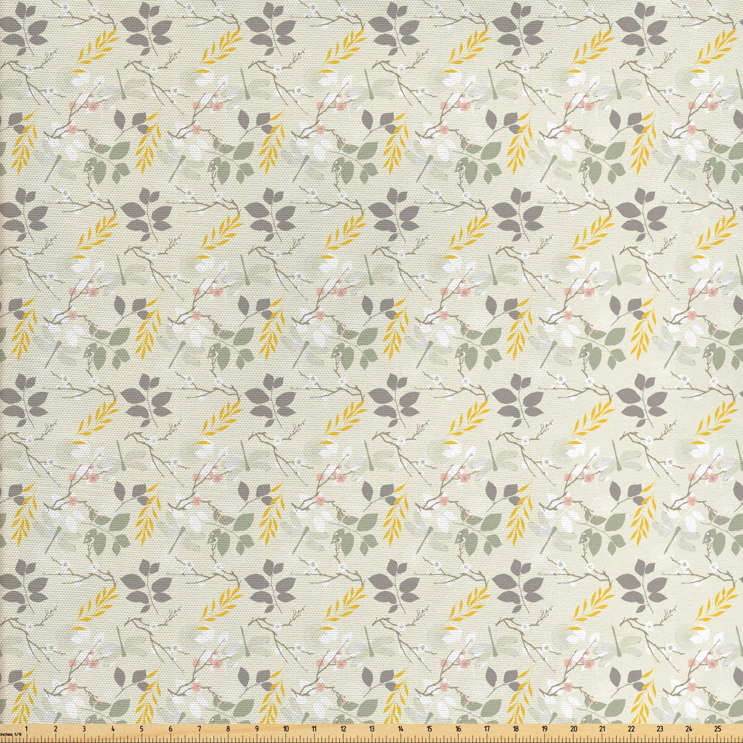 Grey and Yellow Fabric by The Yard, Vintage Farm Life Modern Inspired