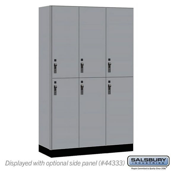 Salsbury Industries 15-42368WF 15 in. Wide Premier Wood Locker - Double Tier - 3 Wide - 6 ft. High - 18 in. Deep - Winter Fog - Hasp