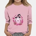 thumbnail image 3 of WAVSUF Kids Girls Halloween Pullover, Crew Neck 3/4 Sleeve Graphic Print Daily Festive Fall Top Pink 7-8, 3 of 7