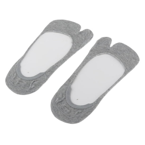 Calcetines invisibles de algodón con puntera para mujer, de corte bajo, estilo tabi, color gris