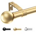 thumbnail image 1 of Curtain Rods for Windows 66 to 120 1 Inch Gold Heavy Duty Curtain Rods Set Adjustable Extra Long Curtain Rod Outdoor Curtain Rods for Patio Bedroom Drapery Rods with Ball Finials Size 32""- 120"", 1 of 4